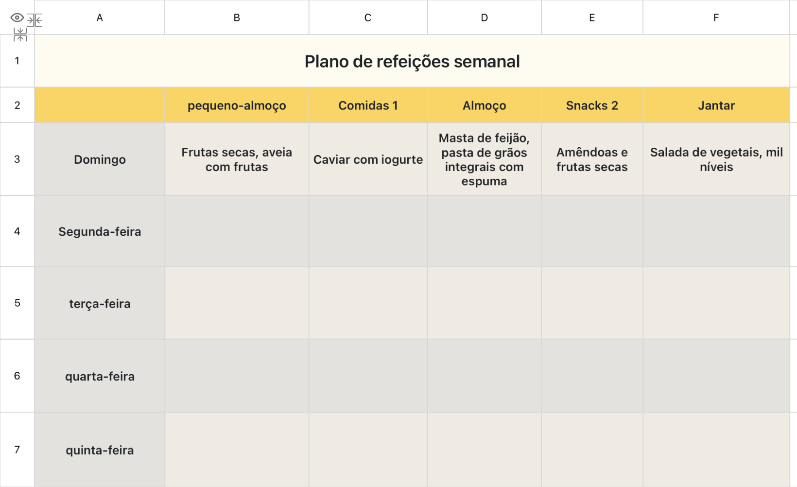 Plano de refeições
